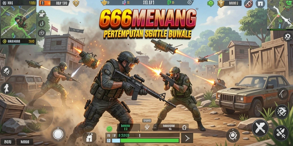 Screenshot gameplay dari pertempuran epik dalam 666MENANG.