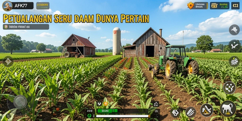 Pengalaman seru bertani di AFK77 dengan tampilan kebun yang indah.
