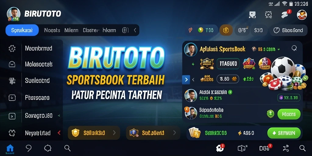 Tampilan aplikasi BIRUTOTO dengan fitur taruhan olahraga yang lengkap.
