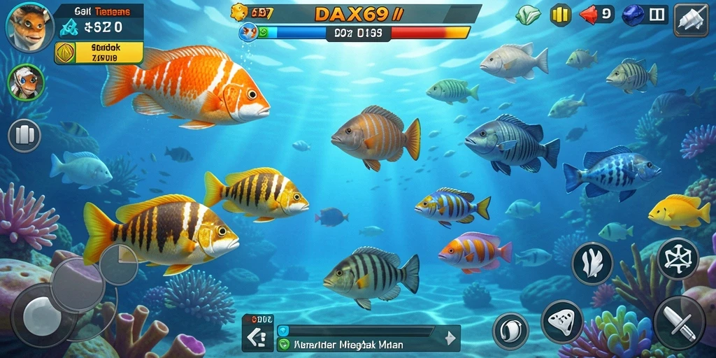 Gameplay DAX69 yang seru dengan aksi tembak ikan.