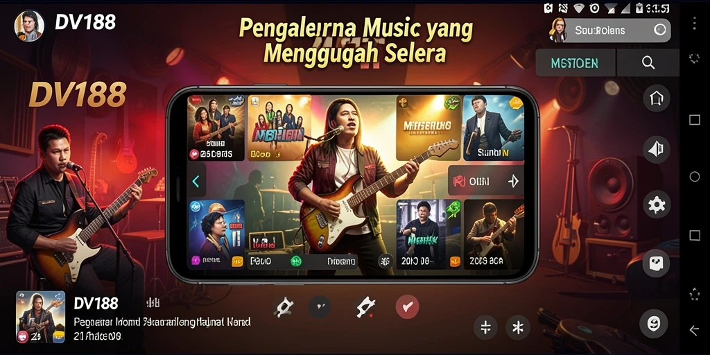 Tampilan utama gameplay DV188 dengan beragam lagu dan tantangan menarik.