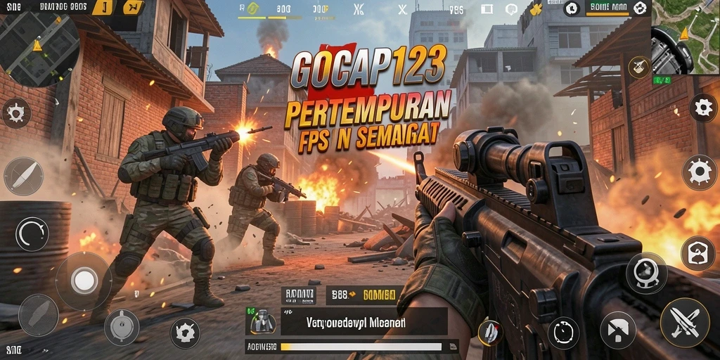 Tangkapan layar GOCAP123 menampilkan pertempuran seru dalam mode FPS.
