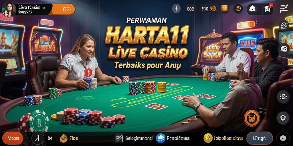Tampilan gameplay seru HARTA11 dengan dealer langsung di Live Casino.
