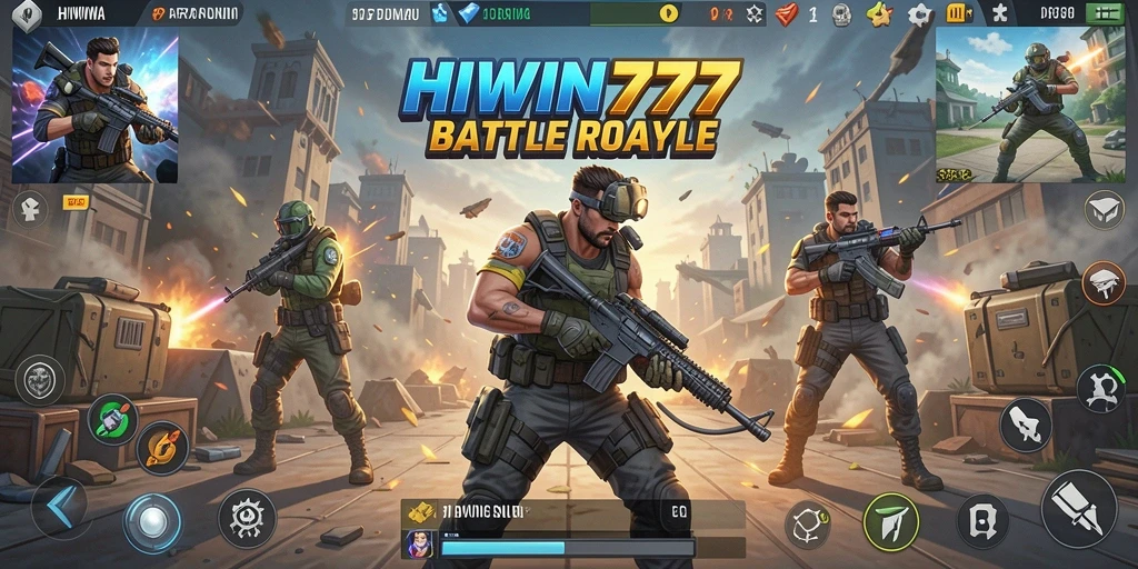 Tangkapan layar menunjukkan pertempuran menegangkan dalam game Battle Royale HIWIN777.