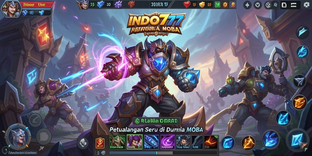 Tampilan gameplay seru dalam pertandingan MOBA INDO777.