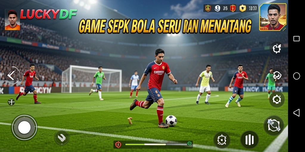 Tampilan gameplay seru di LUCKYDF dengan aksi sepak bola yang dinamis.