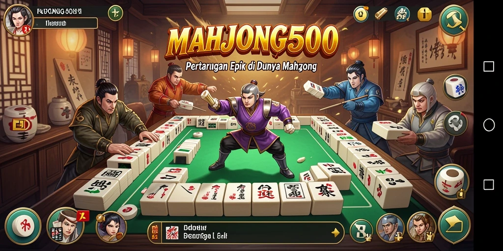 Tampilan visual pertarungan yang seru di MAHJONG500.