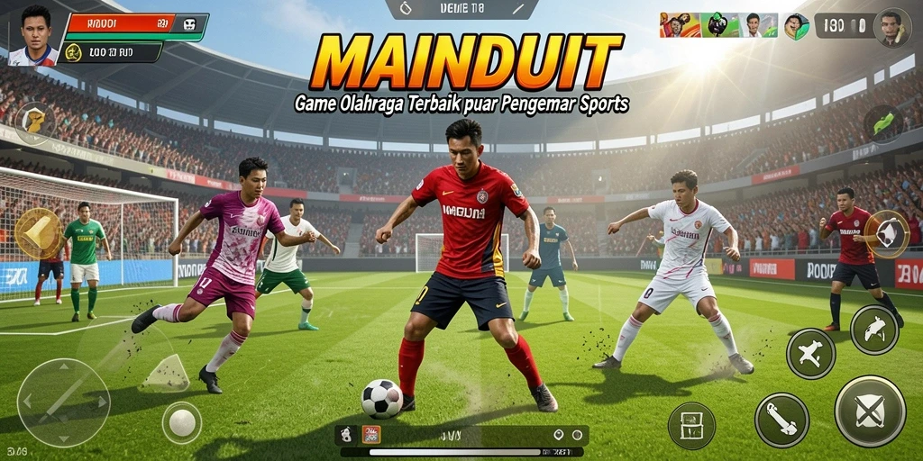 Tampilan gameplay yang seru dari MAINDUIT dengan aksi olahraga nyata.
