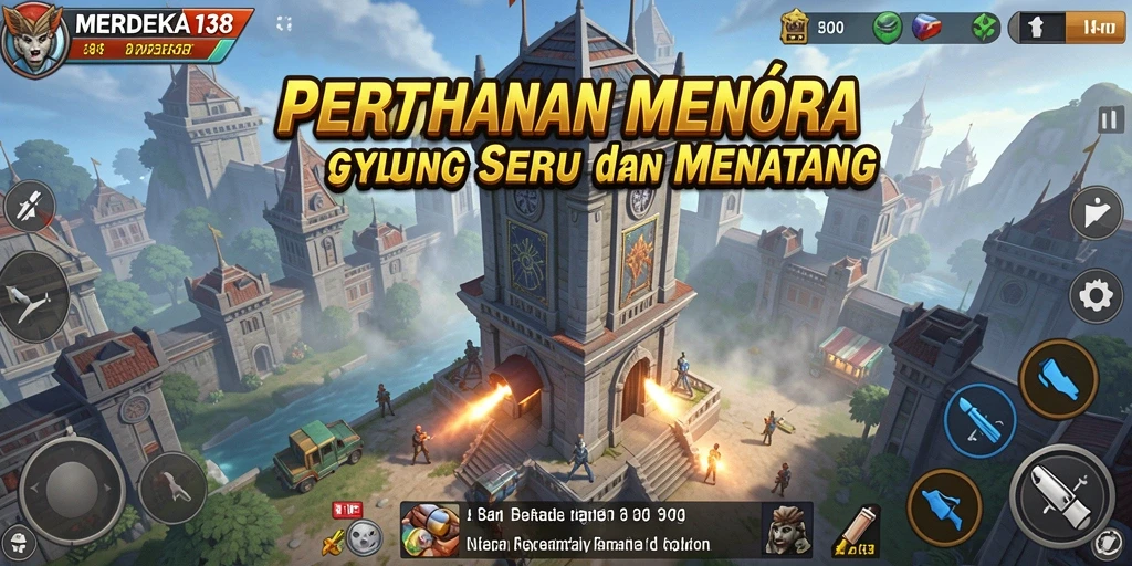 Tampilan gameplay menara pertahanan yang mendebarkan dan menantang.