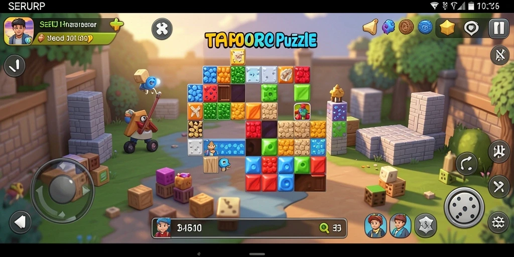 Tampilan layar utama SERURP menampilkan berbagai potongan puzzle yang menarik.