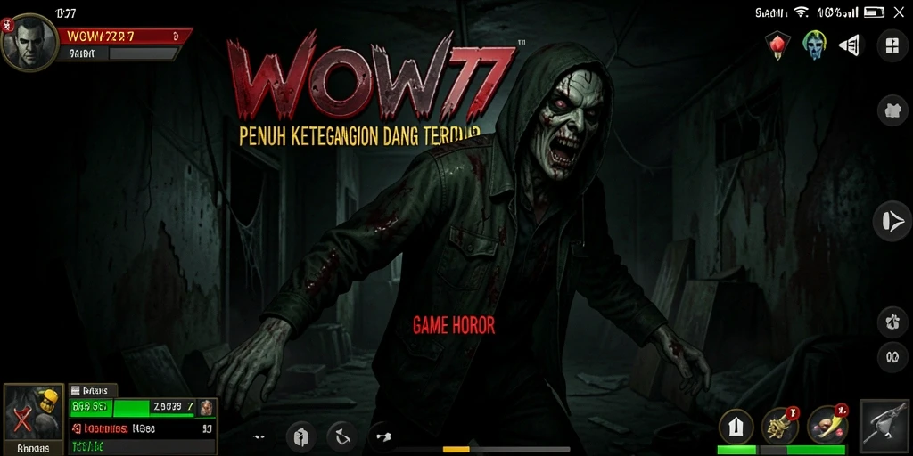Screenshot permainan WOW77 dengan suasana horor yang mencekam.